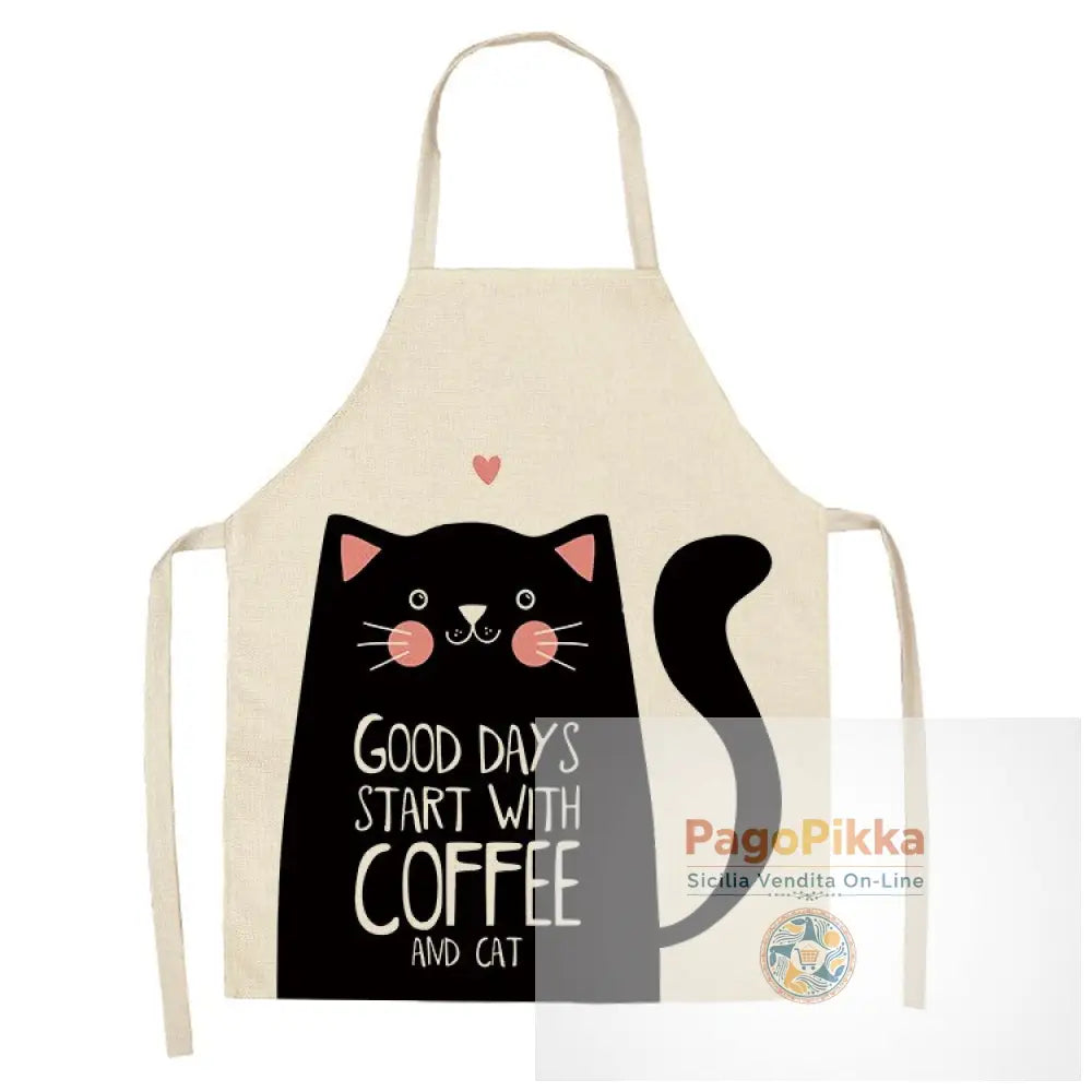 Grembiuli da cucina per gatti per donne Bavaglini in cotone Lino Pulizia domestica Aperitivi da cucina casalinga