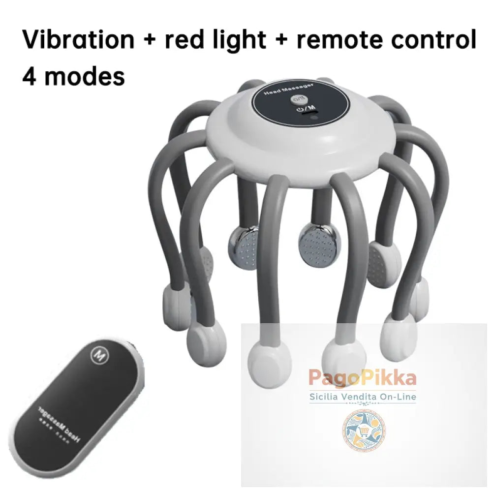 Head Massager Vibration Relaxation Sleep Scalp Stress Relax Electric Octopus Head Massager - White luxury model