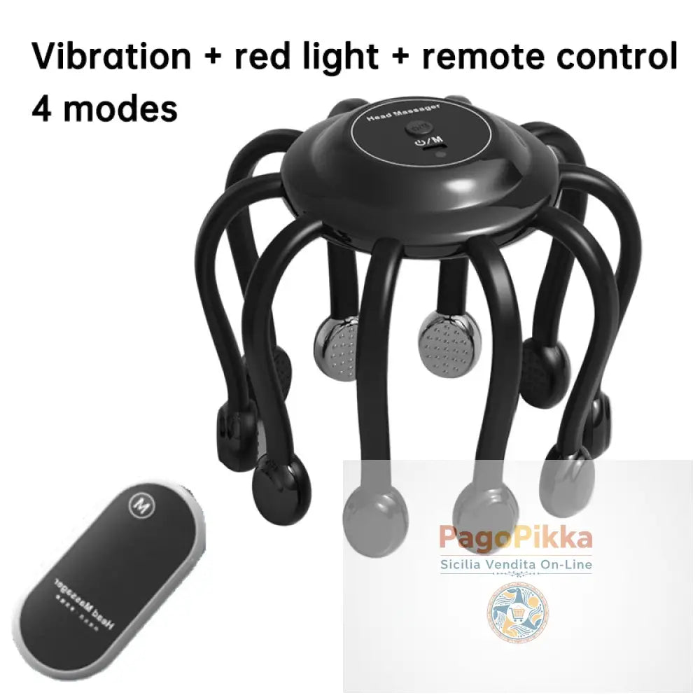 Head Massager Vibration Relaxation Sleep Scalp Stress Relax Electric Octopus Head Massager - Black luxury model