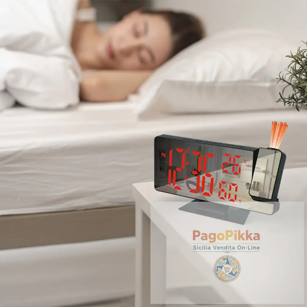 Home LED Projection Alarm Clock - Time Temp Display Backlight Snooze