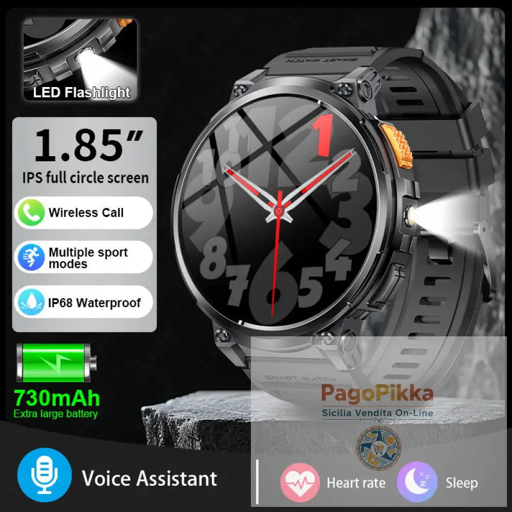 K66 Outdoor Sports with Flashlight Smart Watch for Men