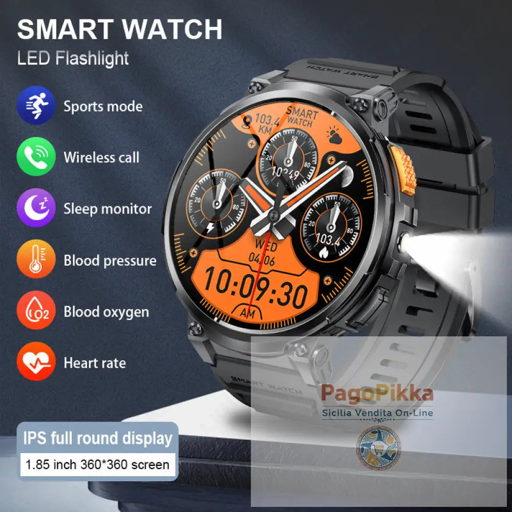 K66 Outdoor Sports with Flashlight Smart Watch for Men