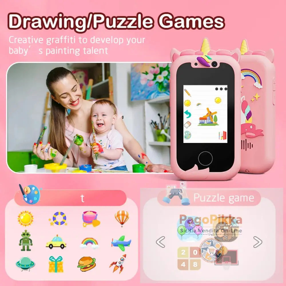 Kids Smart Phone Camera Toys Touchscreen Learning Toy for 3-12 Year Old Boys Girls Phone MP3 Player Christmas Birthday