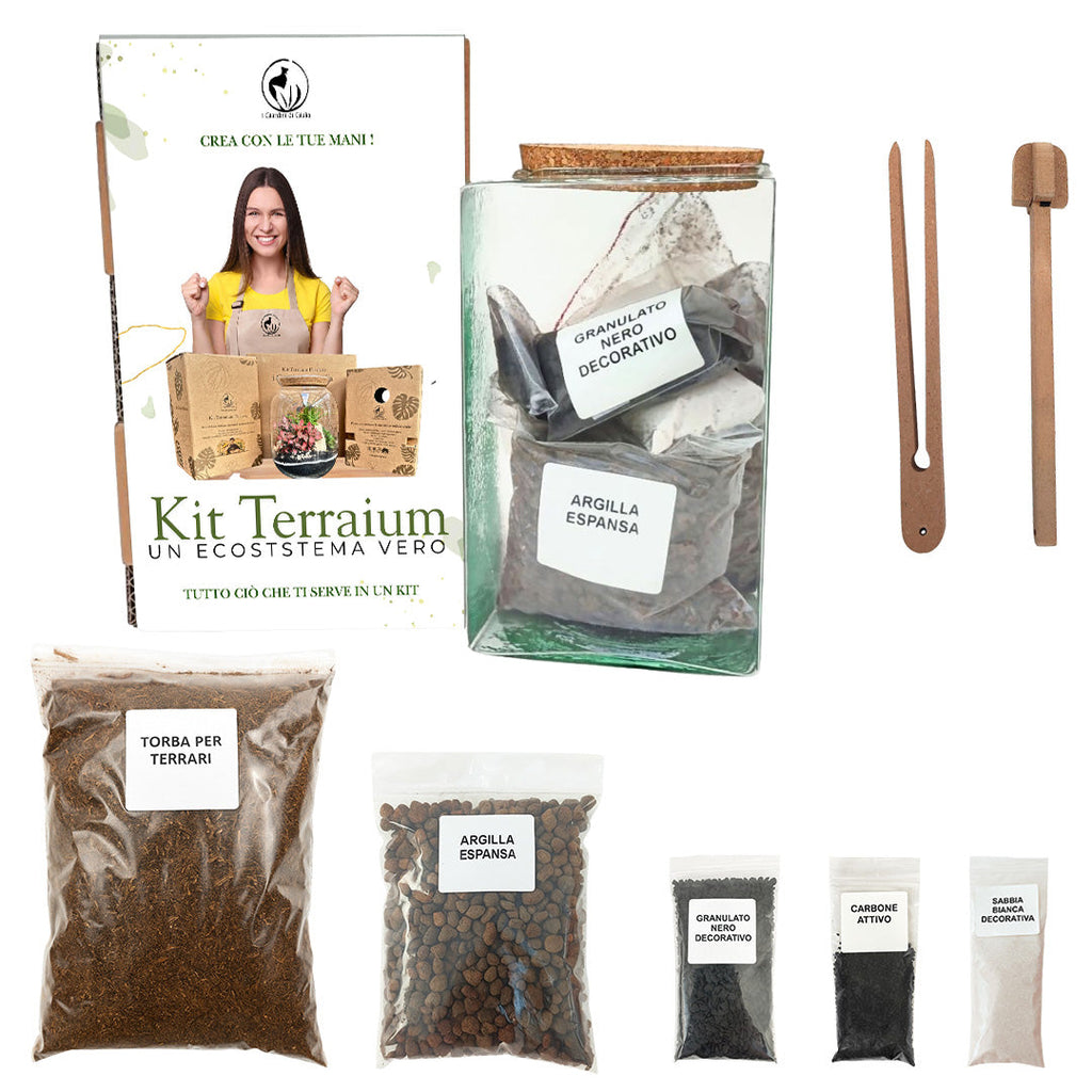 Kit Terrarium Quadrato 12×20 cm – Senza Piante | Made in Italy