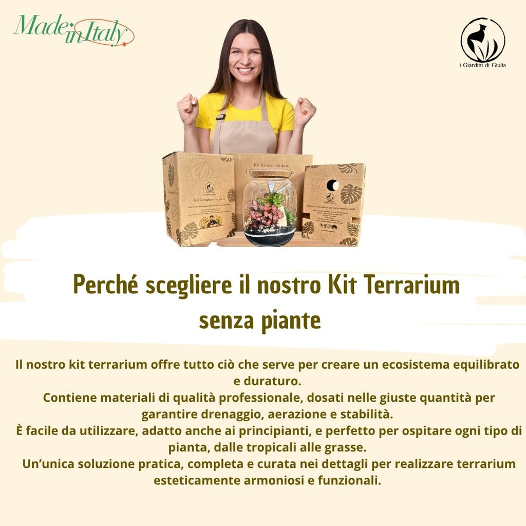 Kit Terrarium Quadrato 12×20 cm – Senza Piante | Made in Italy