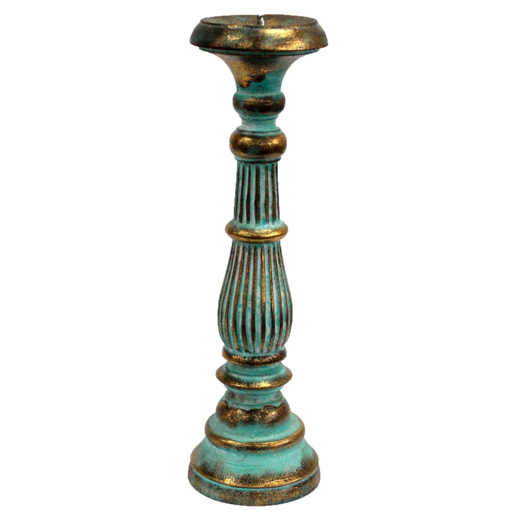 Large Candle Stand - Turquois Gold - Vintage Candle Stands