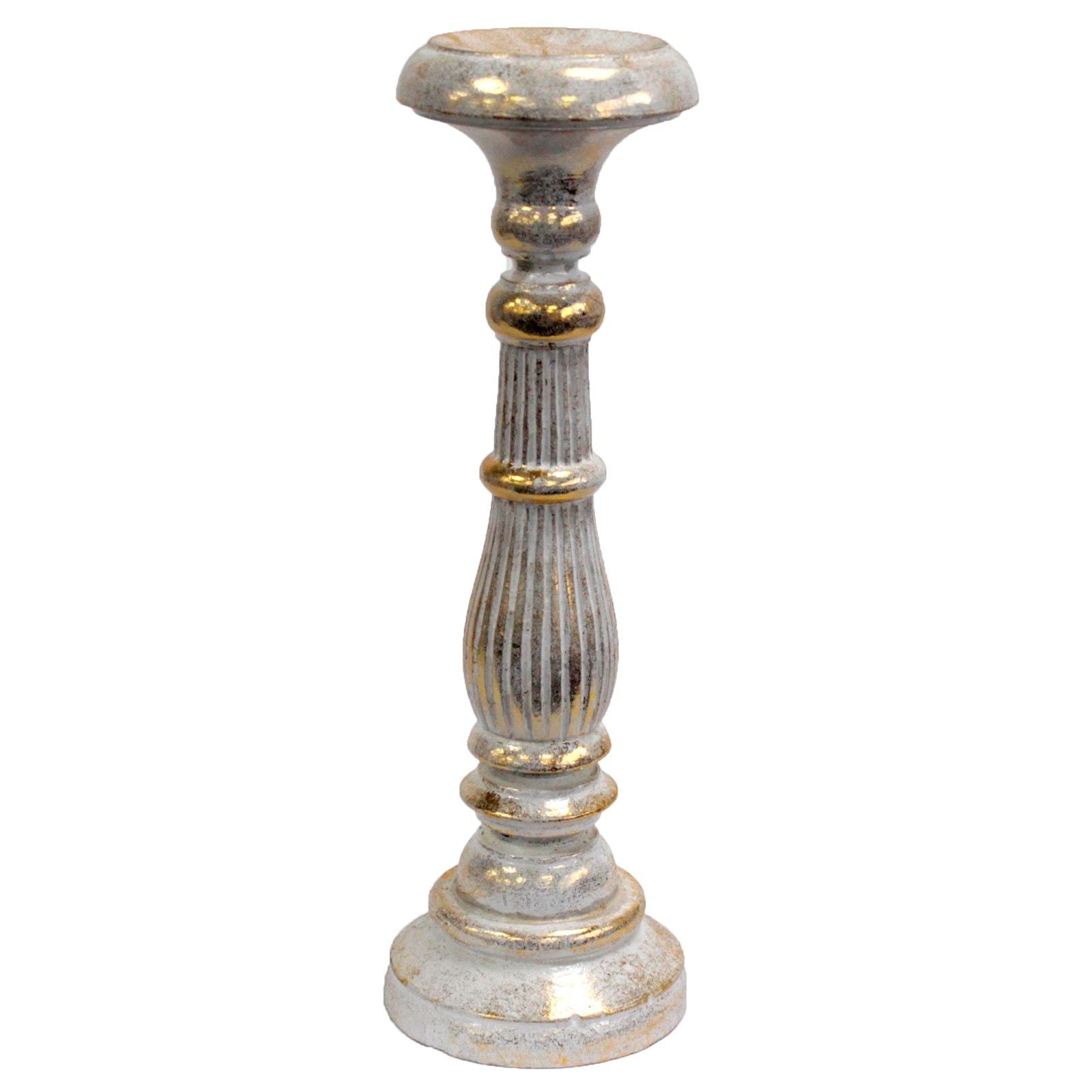 Large Candle Stand - White Gold - Vintage Candle Stands