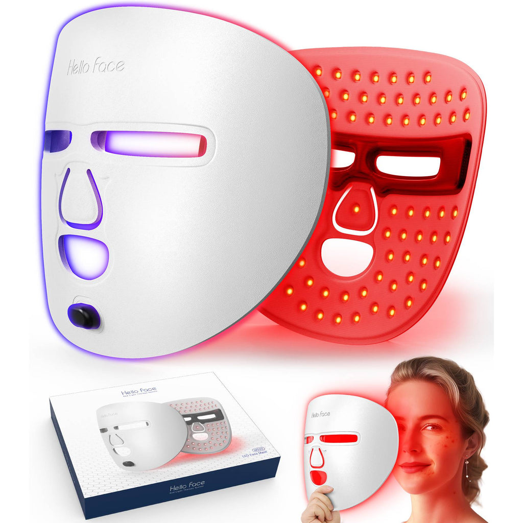 LED Face Mask Facial Care Tool Red Light Therapy Mask For Face For Home Travel - White - SALUTE E BENESSERE