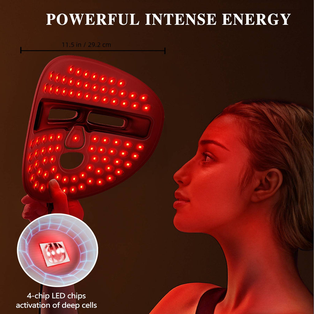 LED Face Mask Facial Care Tool Red Light Therapy Mask For Face For Home Travel - White - SALUTE E BENESSERE