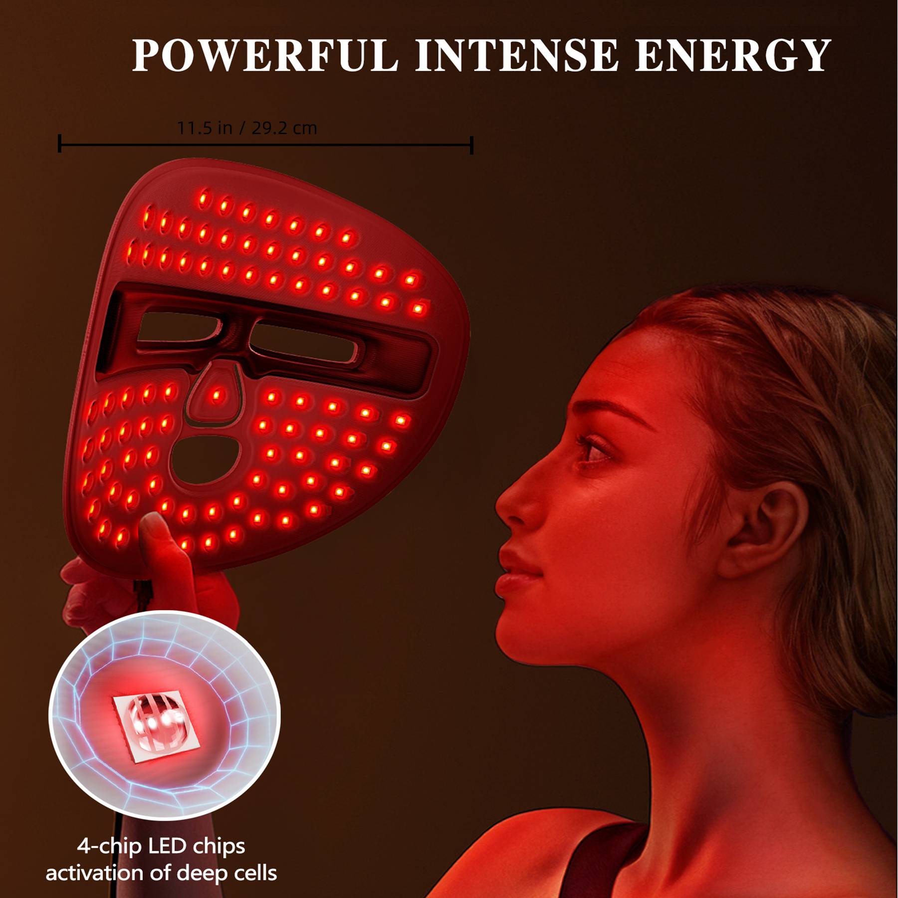 LED Face Mask Facial Care Tool Red Light Therapy Mask For Face For Home Travel - White - SALUTE E BENESSERE