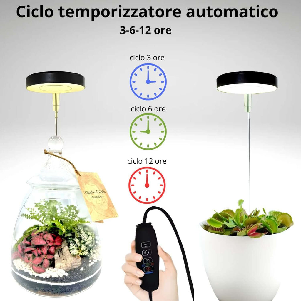LumiFlora - Lampada LED Dimmerabile Telescopica per Terrarium, Bonsai, Piante Carnivore e da Scrivania