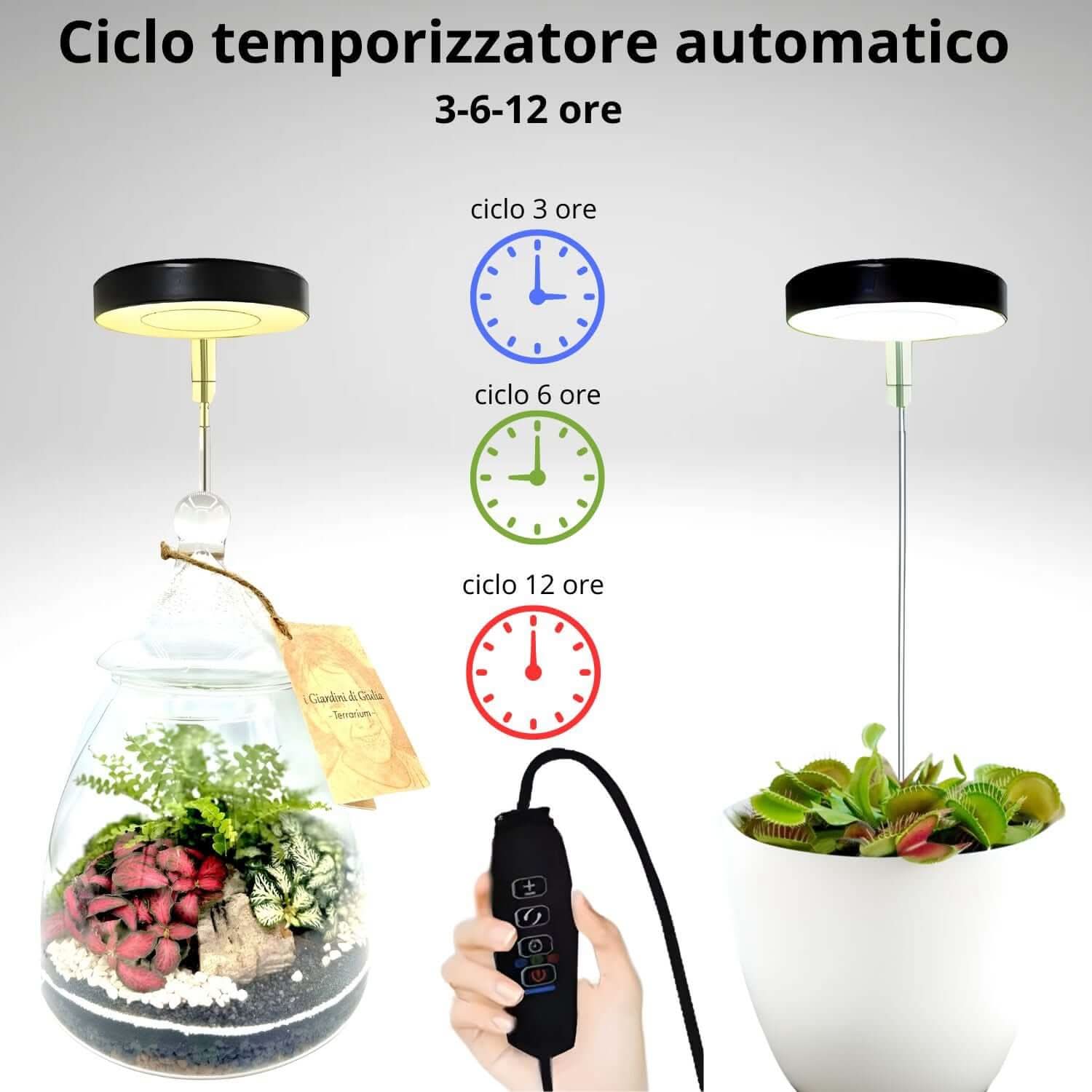 LumiFlora - Lampada LED Dimmerabile Telescopica per Terrarium, Bonsai, Piante Carnivore e da Scrivania
