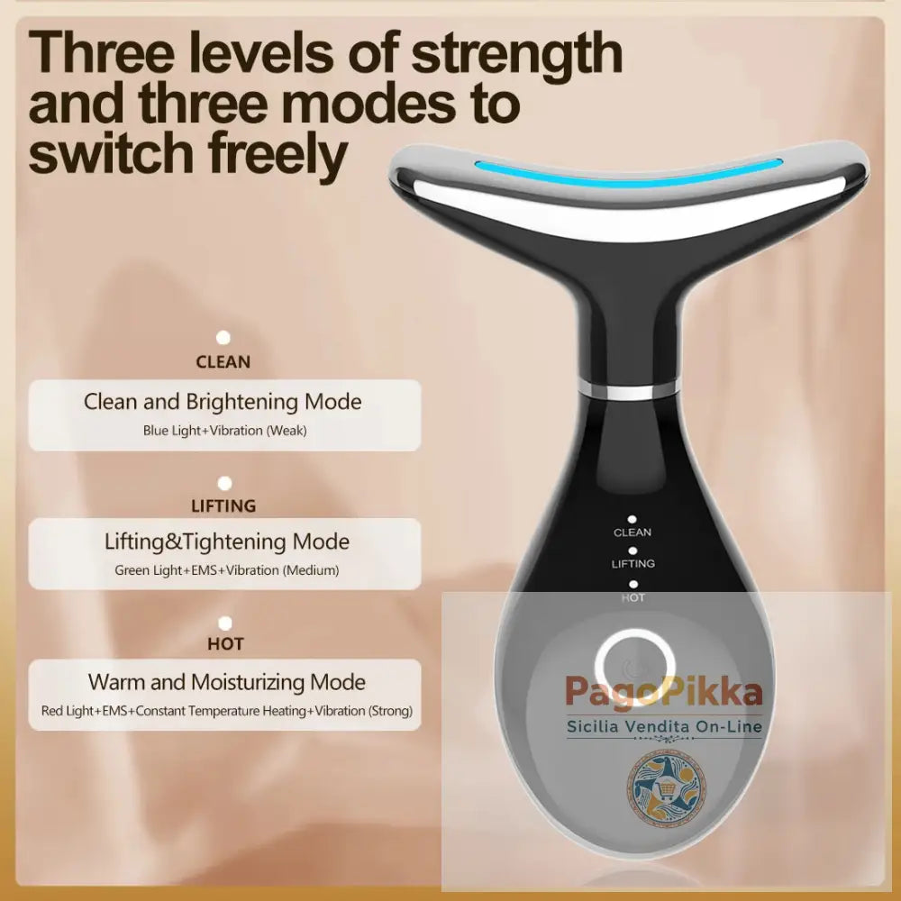 Macchina EMS per il lifting del collo e del viso Massaggiatore per il rassasiamento della pelle a 3 colori LED Photon