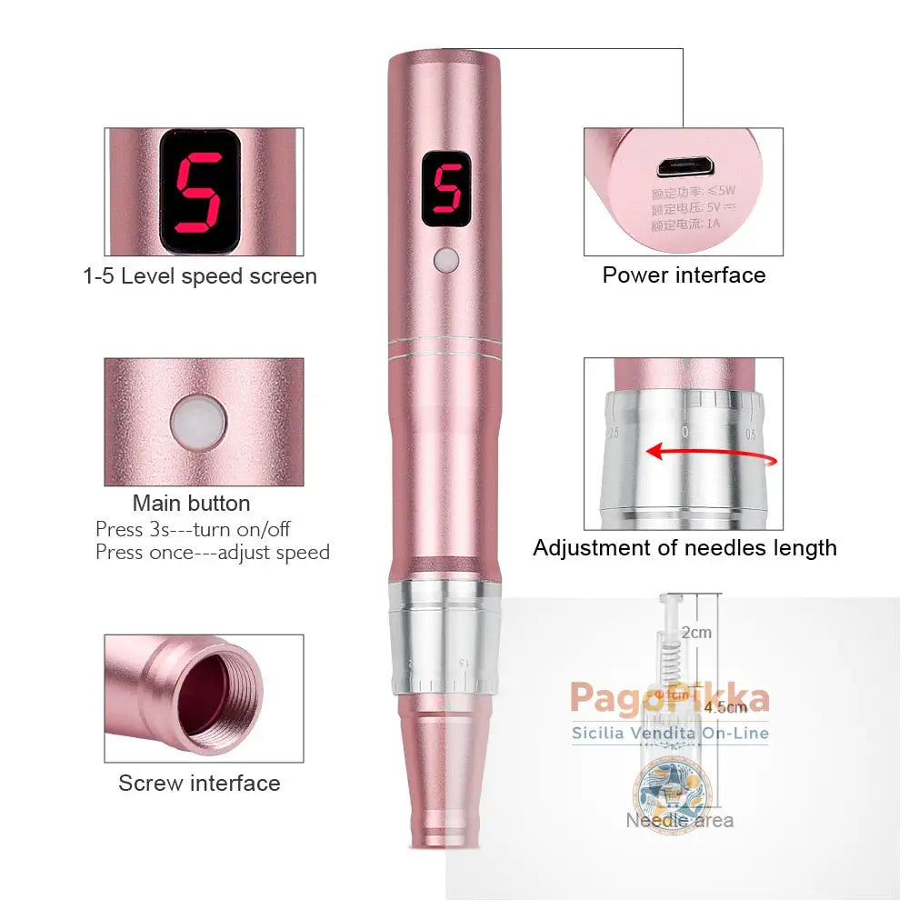 Macchina professionale per penna a microaghi con cartuccia Penna a microaghi wireless per Derma MTS Pen Macchina