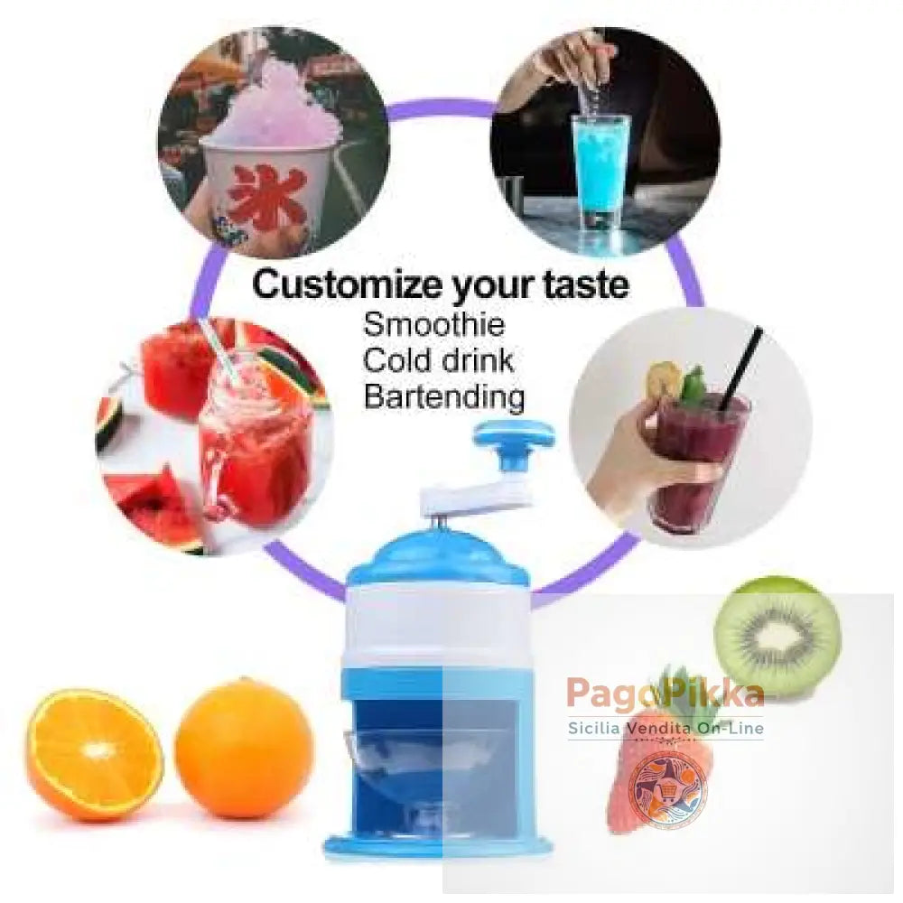 Manuale in cucina Mini frullati domestici Macchina del ghiaccio rasato Rompighiaccio a mano - Blue