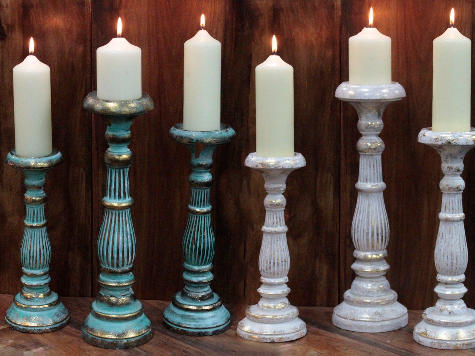 Medium Candle Stand - Turquois Gold - Vintage Candle Stands