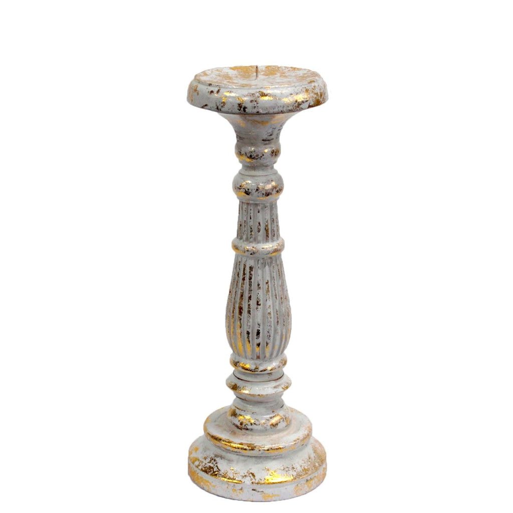 Medium Candle Stand - White Gold - Vintage Candle Stands