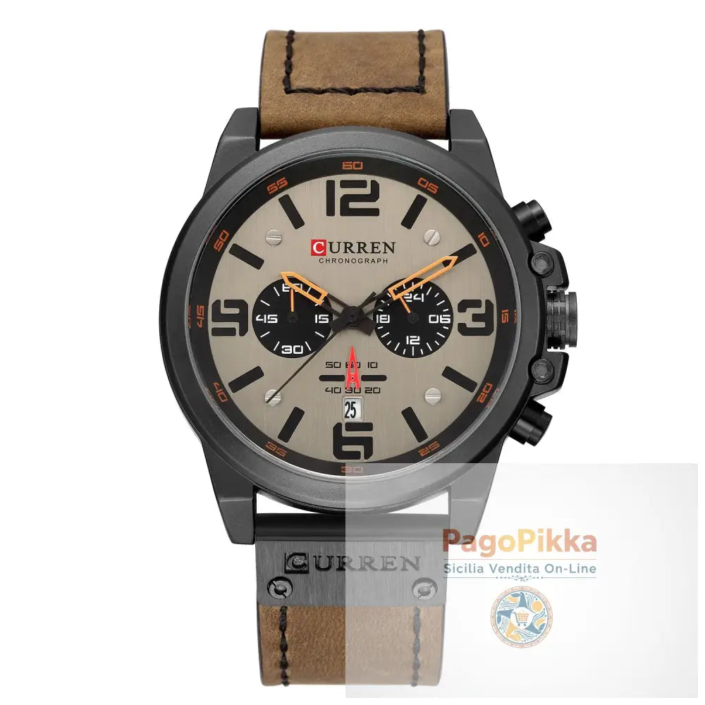 Men’s Watch Sports Six Pin Quartz Watch Calendar Men’s Watch Waterproof Belt Watch - Black Shell Grey