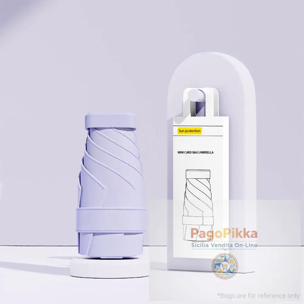 Mini Ombrello: Protezione UV Compatto Portatile da Donna Tascabile Pieghevole Ideale per i Viaggi. - Purple