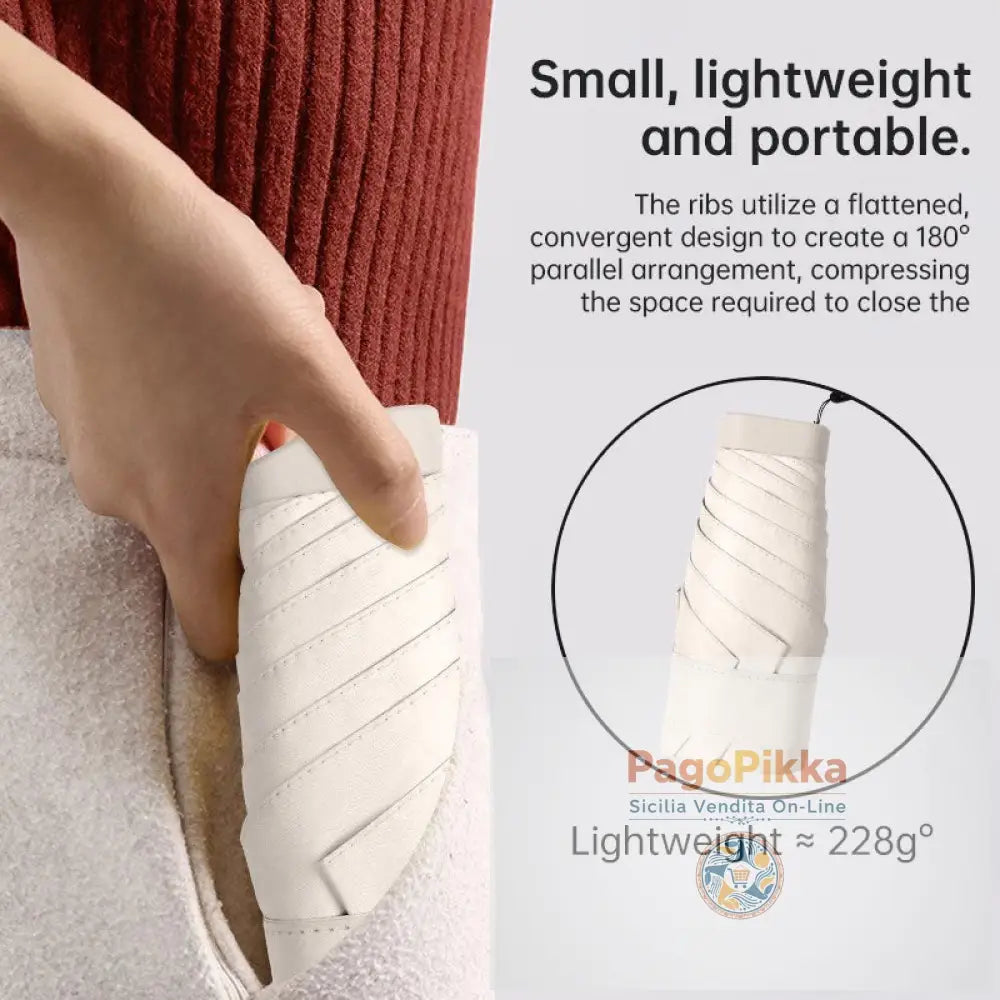 Mini Ombrello: Protezione UV Compatto Portatile da Donna Tascabile Pieghevole Ideale per i Viaggi.