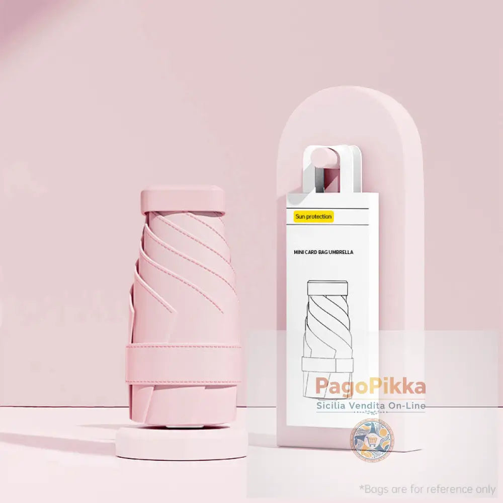 Mini Ombrello: Protezione UV Compatto Portatile da Donna Tascabile Pieghevole Ideale per i Viaggi. - Pink