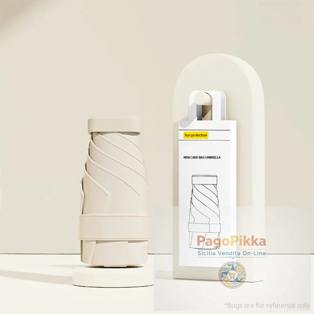 Mini Ombrello: Protezione UV Compatto Portatile da Donna Tascabile Pieghevole Ideale per i Viaggi. - White