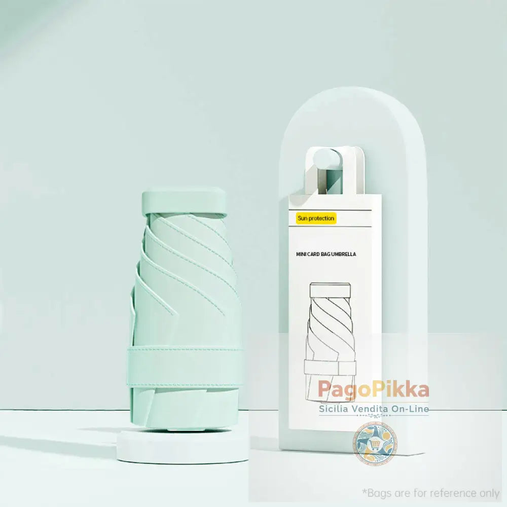 Mini Ombrello: Protezione UV Compatto Portatile da Donna Tascabile Pieghevole Ideale per i Viaggi. - Green