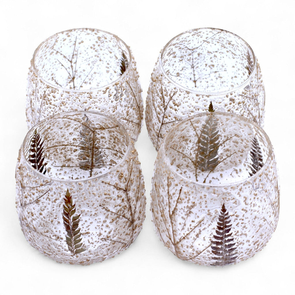 Natural Floral Glass - Straight Candle Holder - Pino - (10x9cm) - Natural Floral Glass Candle Holders