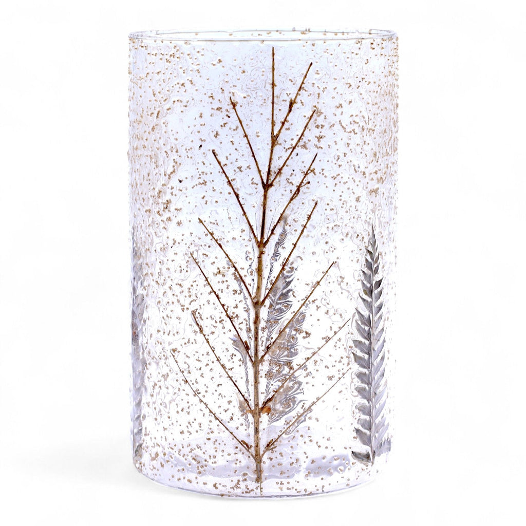 Natural Floral Glass - Tall Vase Candle Holder - Pino - (19x11cm) - Natural Floral Glass Candle Holders