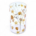 Natural Floral Glass - Tall Vase Candle Holder - Rose - (19x11cm) - Natural Floral Glass Candle Holders