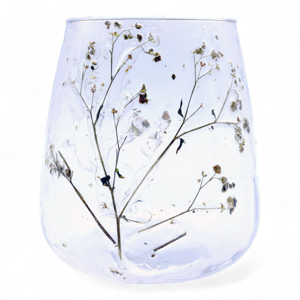 Natural Floral Glass - Vase Candle Holder - Margarita - (12x11cm) - Natural Floral Glass Candle Holders