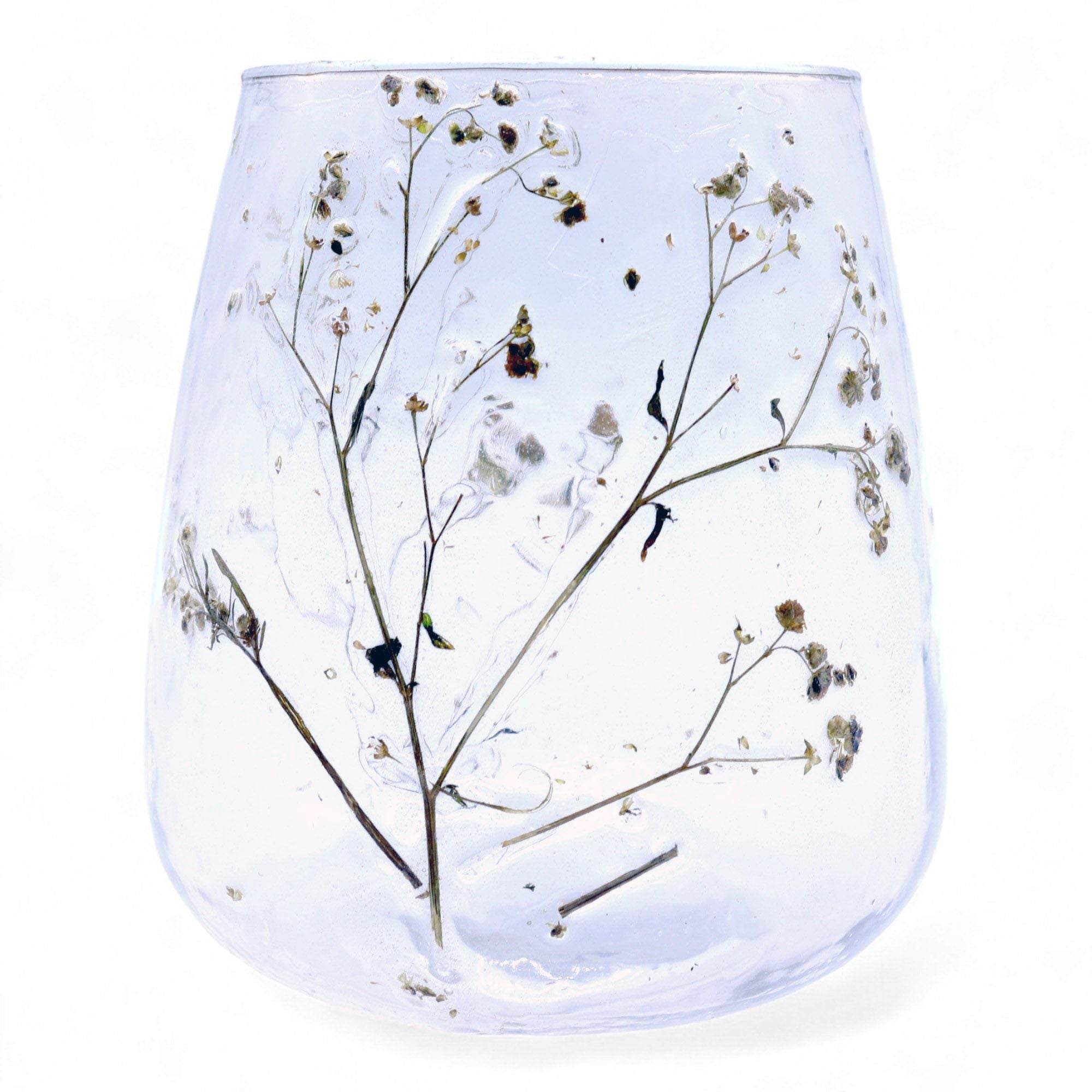 Natural Floral Glass - Vase Candle Holder - Margarita - (12x11cm) - Natural Floral Glass Candle Holders