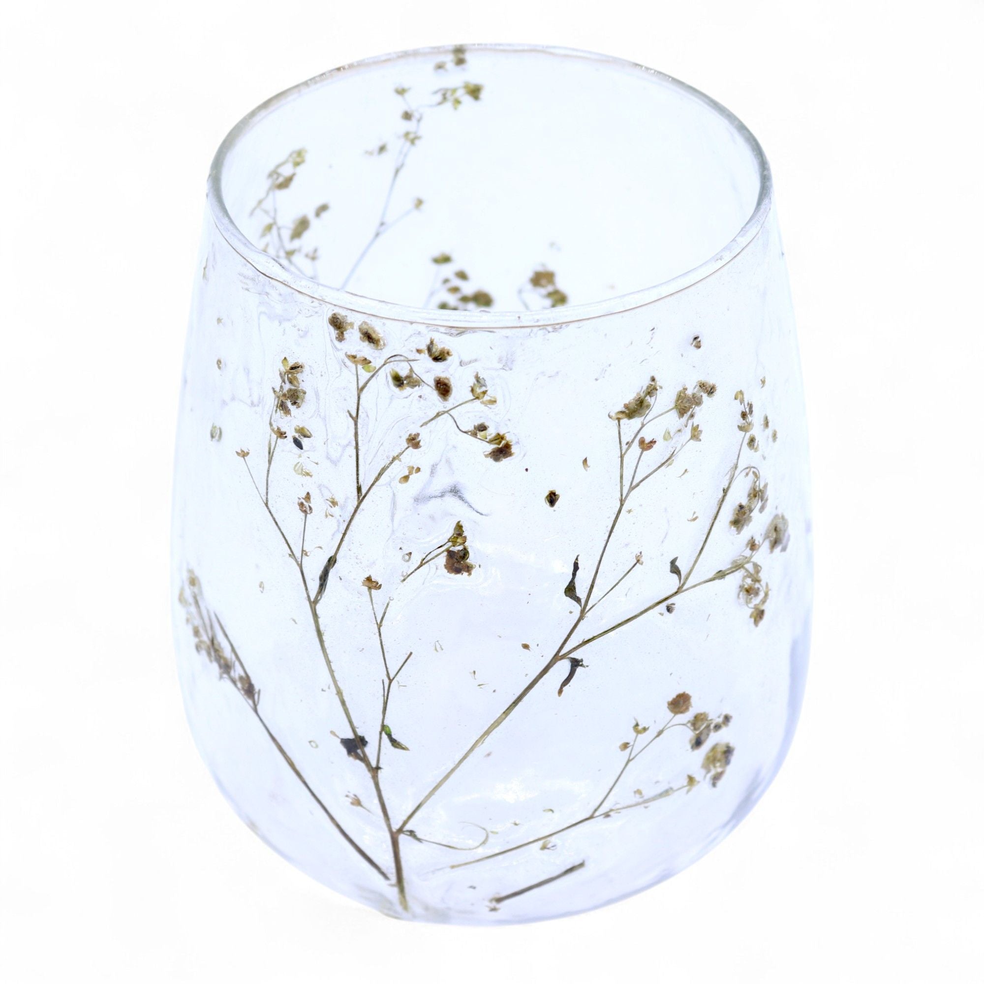 Natural Floral Glass - Vase Candle Holder - Margarita - (12x11cm) - Natural Floral Glass Candle Holders