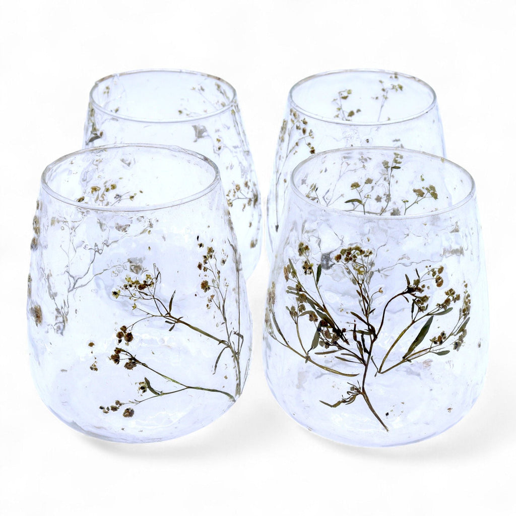 Natural Floral Glass - Vase Candle Holder - Margarita - (12x11cm) - Natural Floral Glass Candle Holders