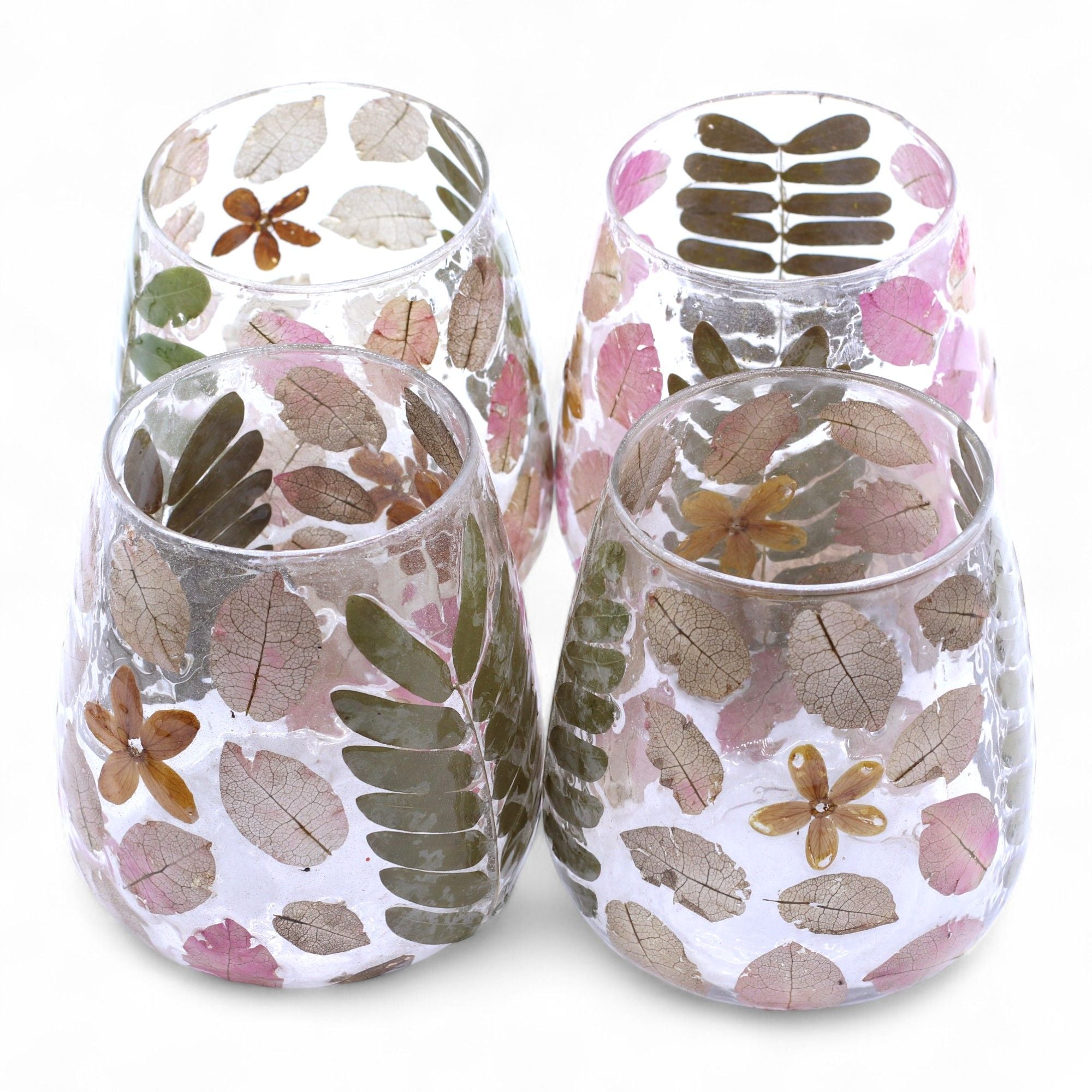 Natural Floral Glass - Vase Candle Holder - Primavera - (12x11cm) - Natural Floral Glass Candle Holders