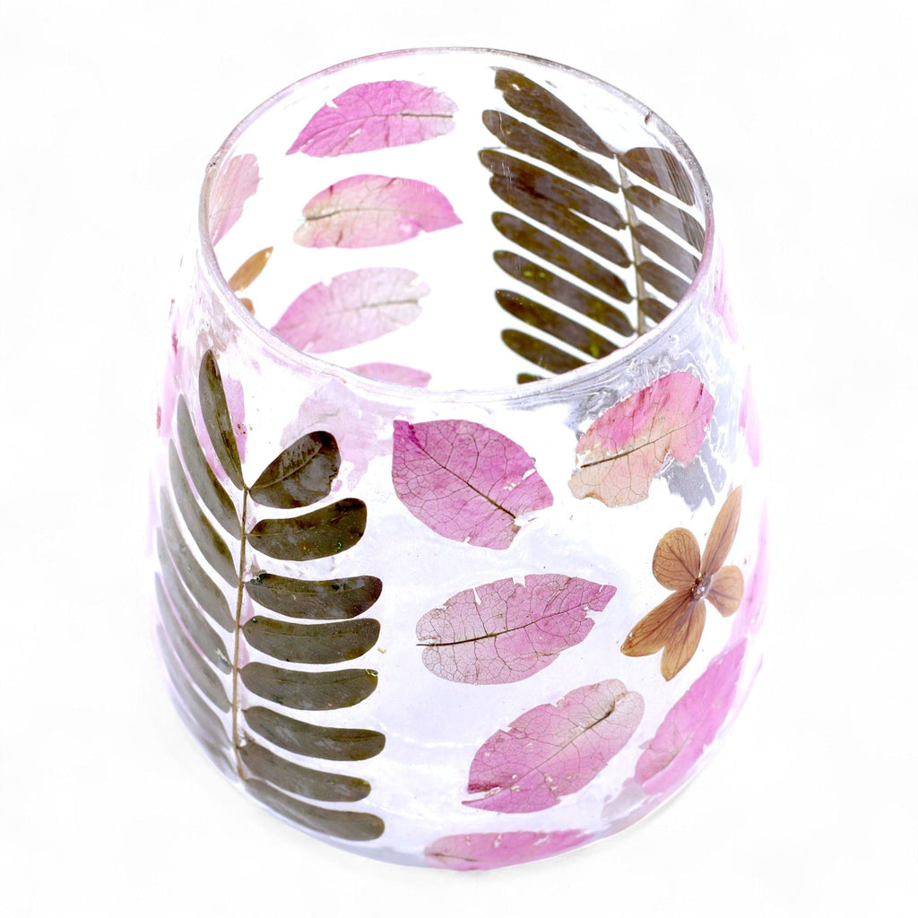 Natural Floral Glass - Vase Candle Holder - Primavera - (12x11cm) - Natural Floral Glass Candle Holders