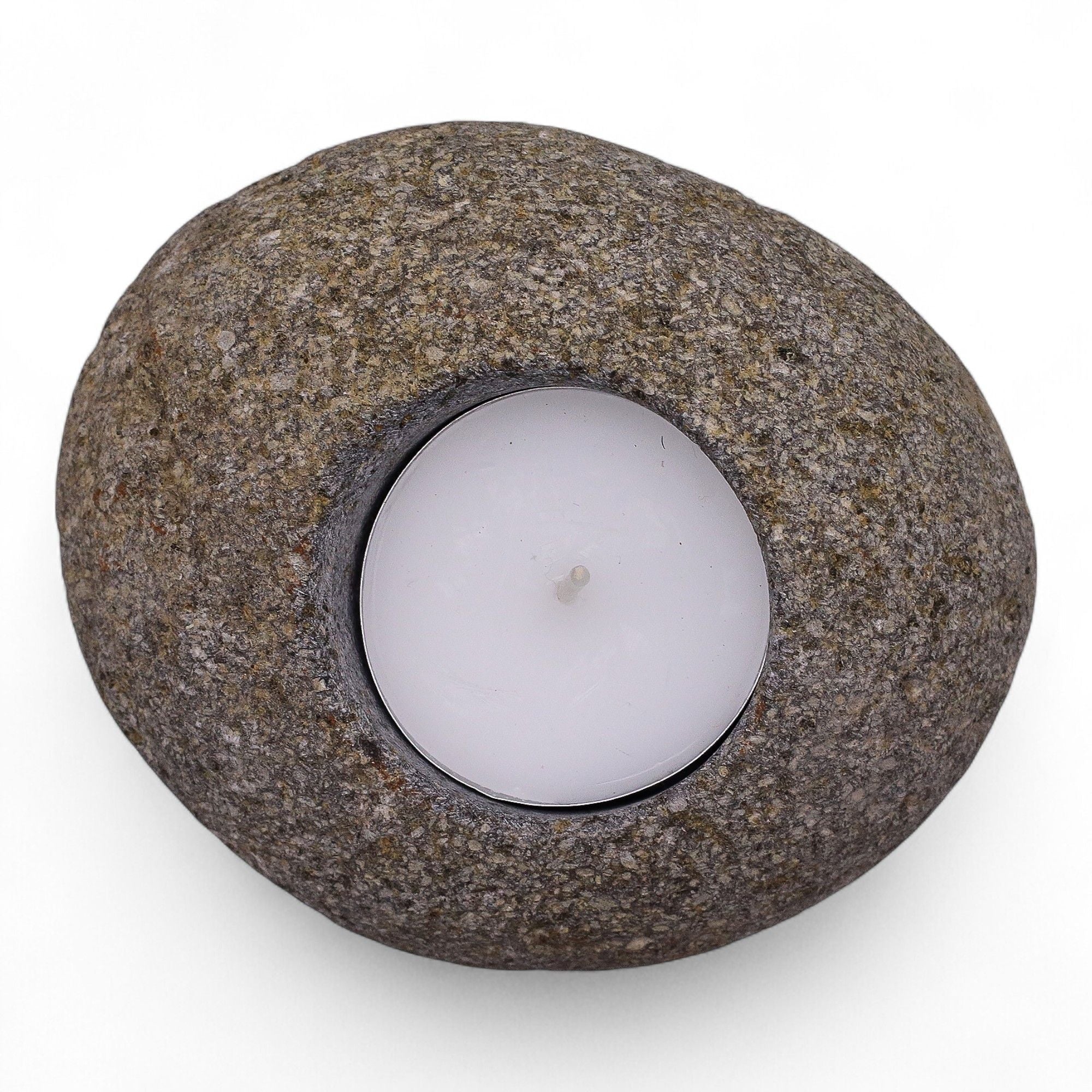 Natural Riverstone Candle Holder - Single Nightlight - Riverside Stone Candle Holders