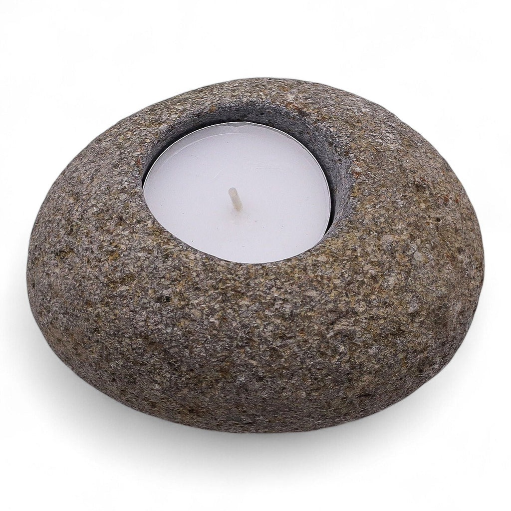 Natural Riverstone Candle Holder - Single Nightlight - Riverside Stone Candle Holders