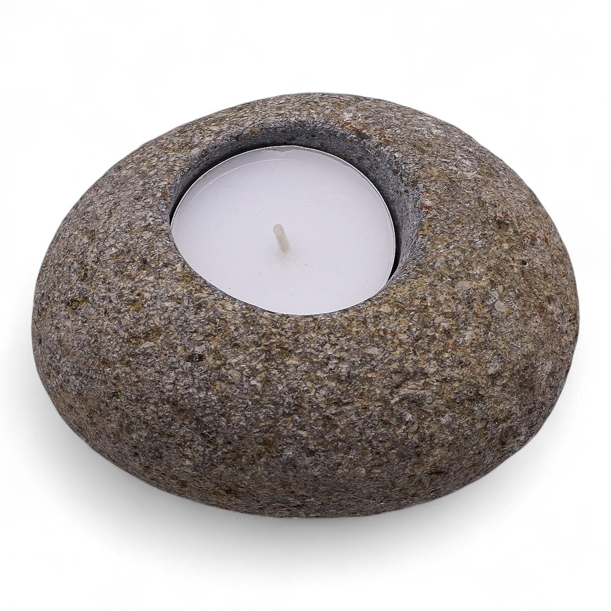 Natural Riverstone Candle Holder - Single Nightlight - Riverside Stone Candle Holders