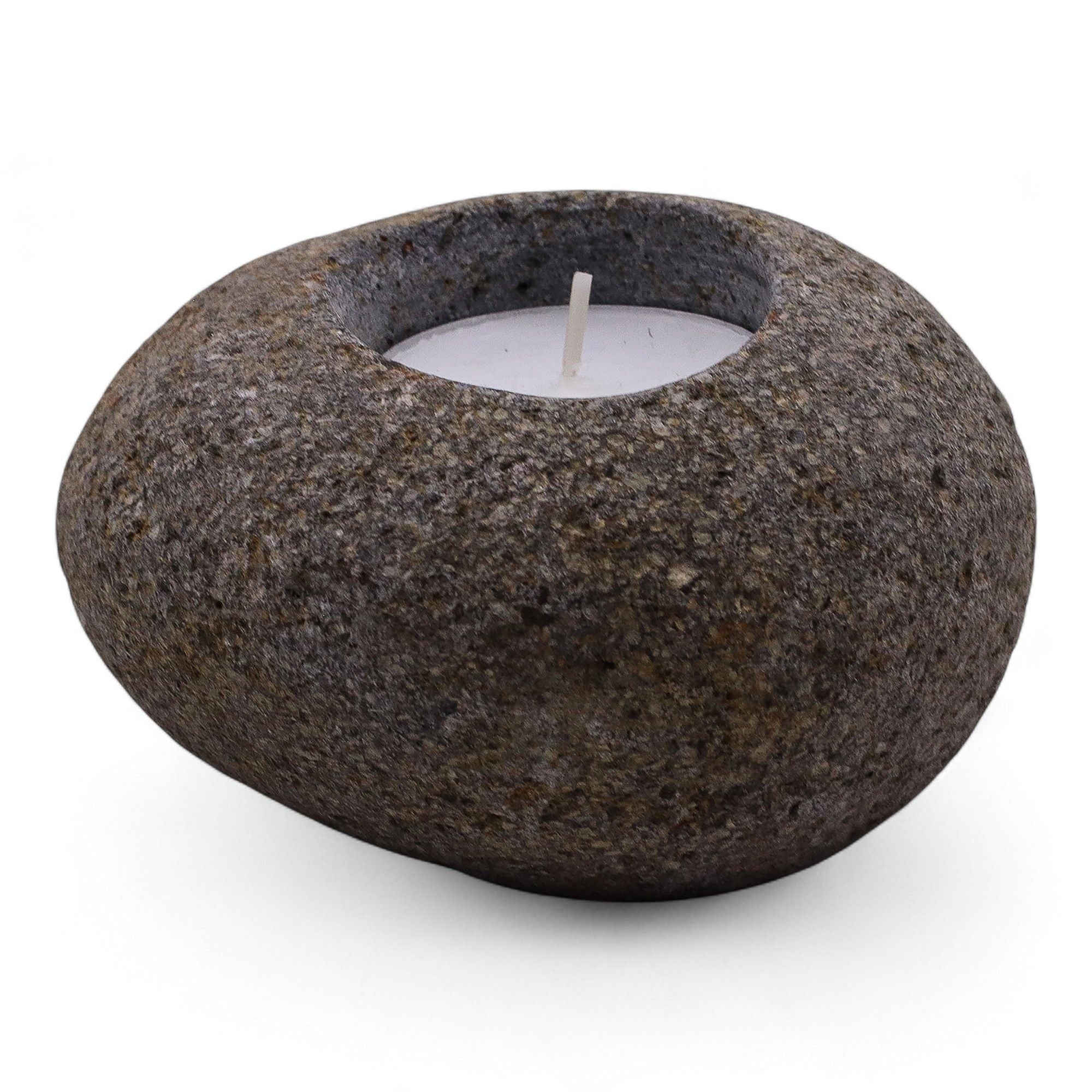 Natural Riverstone Candle Holder - Single Nightlight - Riverside Stone Candle Holders