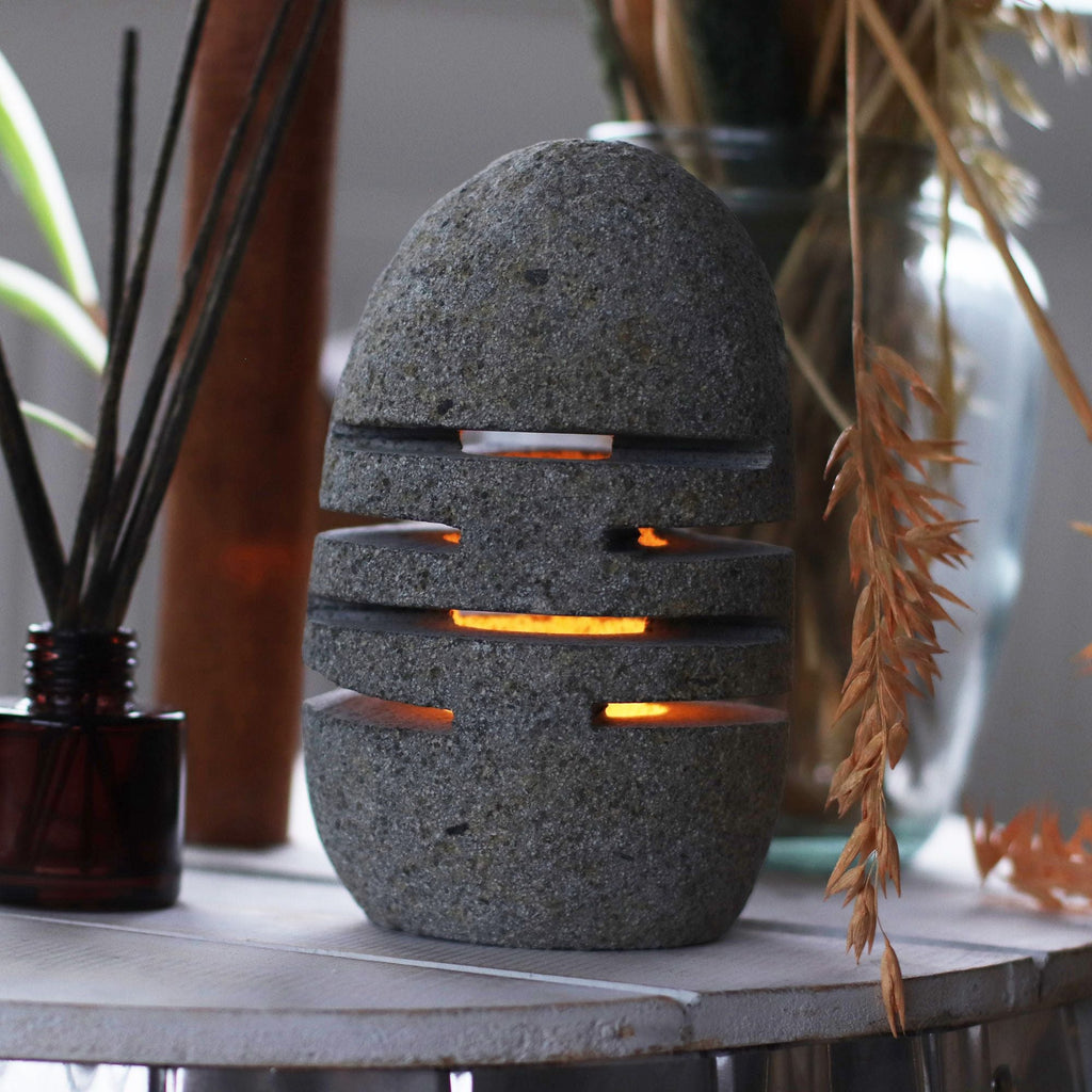 Natural Riverstone Candle Holder - Standing Stone Cut - Riverside Stone Candle Holders