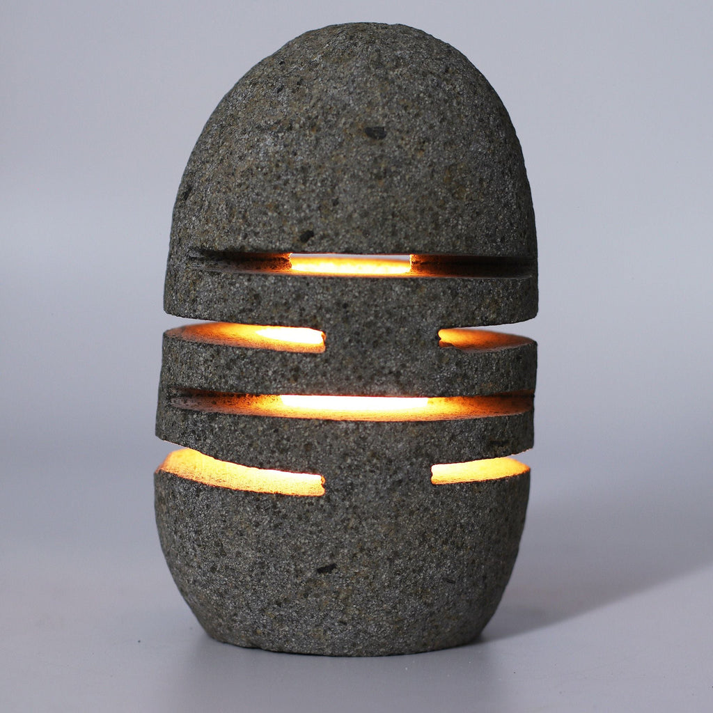 Natural Riverstone Candle Holder - Standing Stone Cut - Riverside Stone Candle Holders