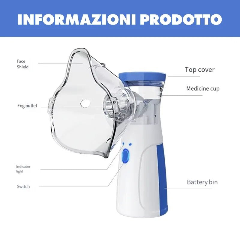 Nebulizzatore Aerosol Portatile senza fili per Bambini e Adulti