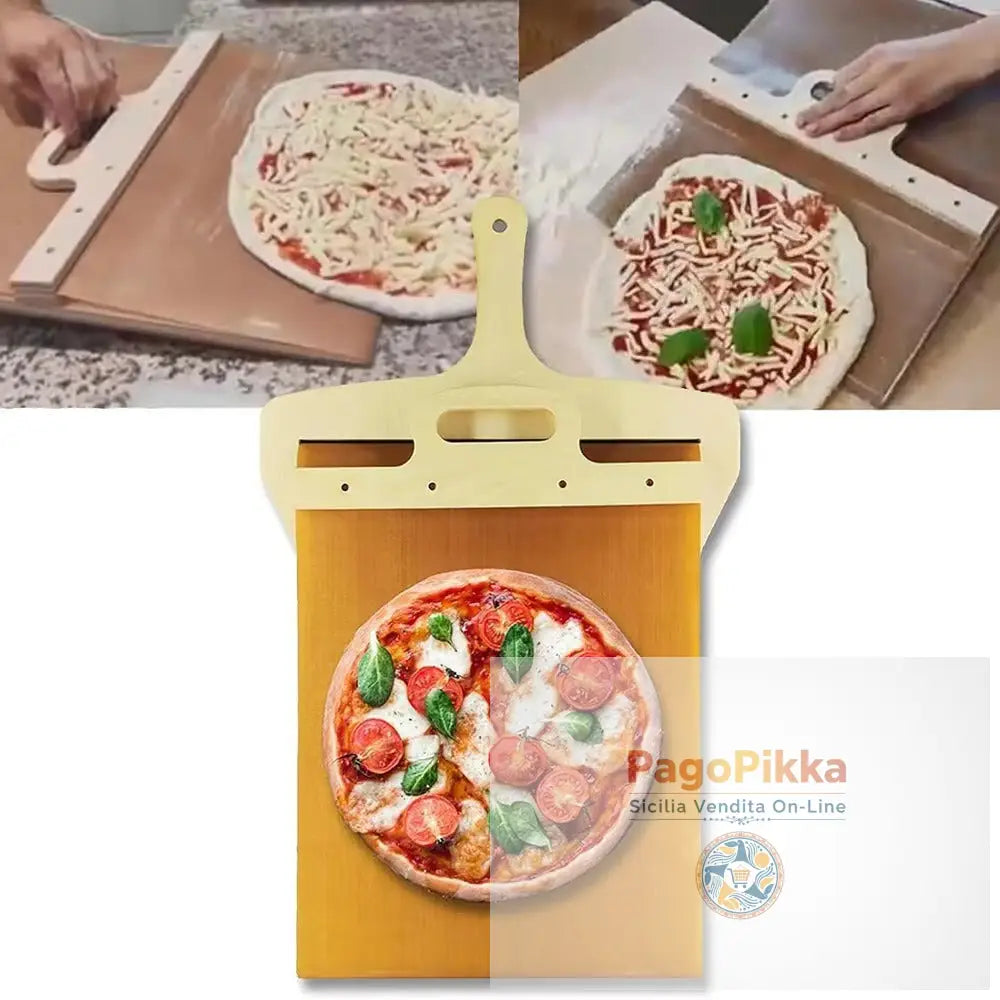 Paletta per pizza scorrevole in legno portatile spatola per pizza con manico accessori da forno utensili da cucina