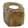 Petrified Wood Candle Holder - Single Low - Petrified Wood Candle Holders
