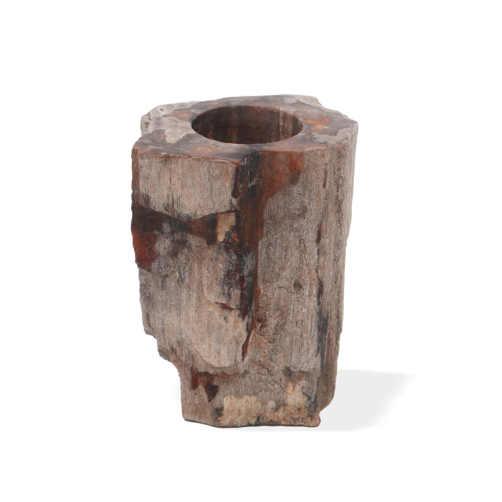 Petrified Wood Candle Holder - Single Tall - Petrified Wood Candle Holders