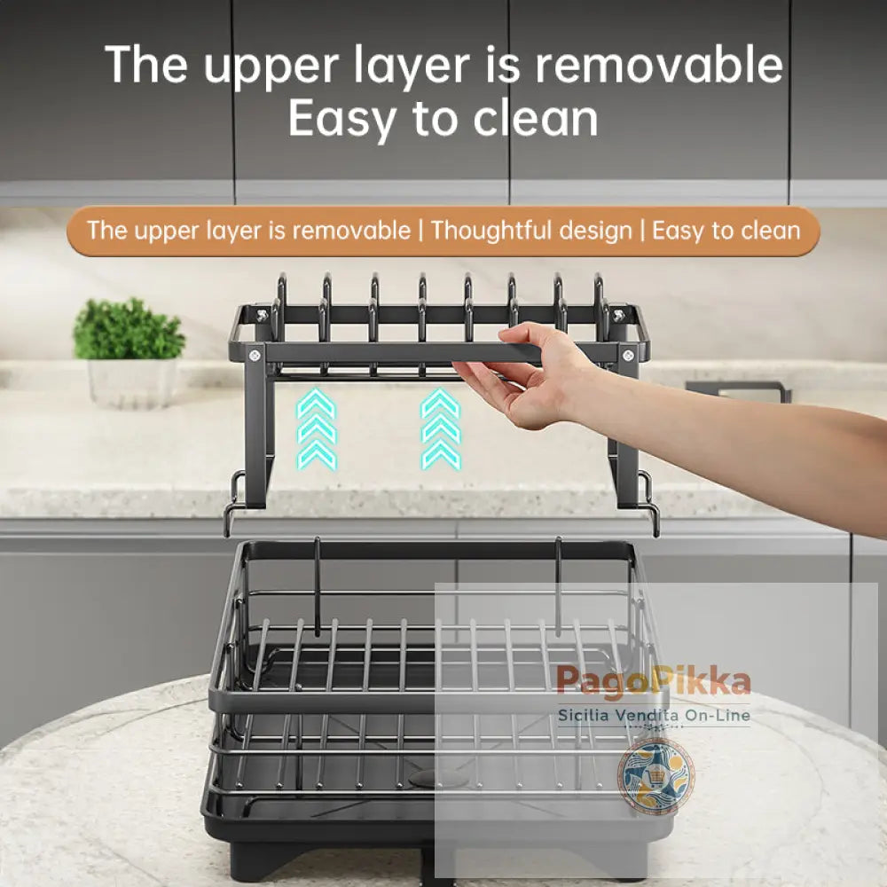 Portapiatti da cucina 2024 con organizzatore regolabile in acciaio inox