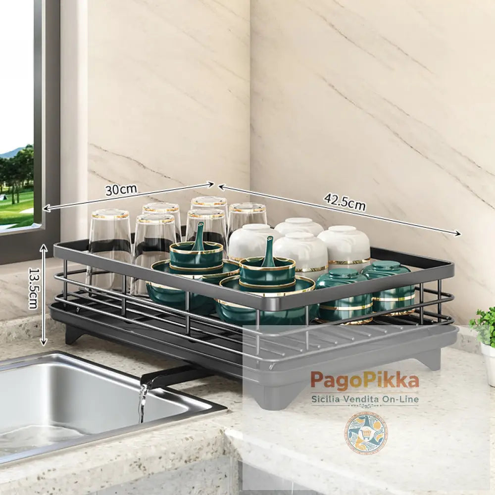 Portapiatti da cucina 2024 con organizzatore regolabile in acciaio inox - Black / 1 tier