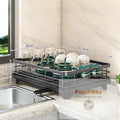 Portapiatti da cucina 2024 con organizzatore regolabile in acciaio inox - Black / 1 tier