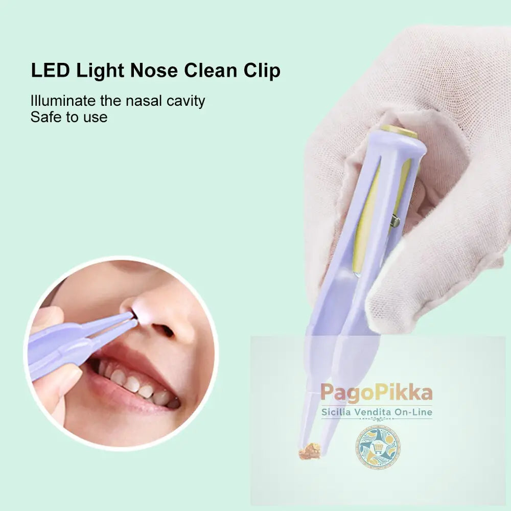 Rimozione Cerume Naso Pulisci Orecchie Clip Neonati Adulti Orecchie Naso Pulisci Pinzette Set Luce LED Plettro
